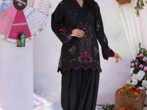 Alternative view of Printed 2pies Pakistani inspired Black (Copy)